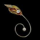 Vintage Peta Brooch Pin Gold Tone Clear Stones Leaf Costume Jewelry
