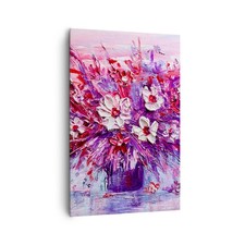 Quadro su Tela 80x120cm Impasto Fiori Rosa Stampe Immagini Quadri Moderni Murale