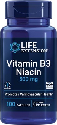 LIFE EXTENSION VITAMIN B3 Niacin 500mg Herzgesundheit 100 Kapseln SUPER PREIS