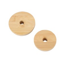 (86 Antiseptic Paint With Holes) Mason Cup Bamboo Wooden Lid With Holes Drin