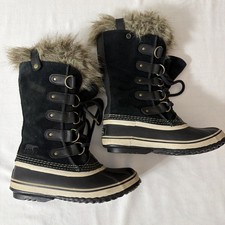 Sorel Joan of Arctic Winter Suede Snow Boots Black Size 6 Gently Used Cute Clean
