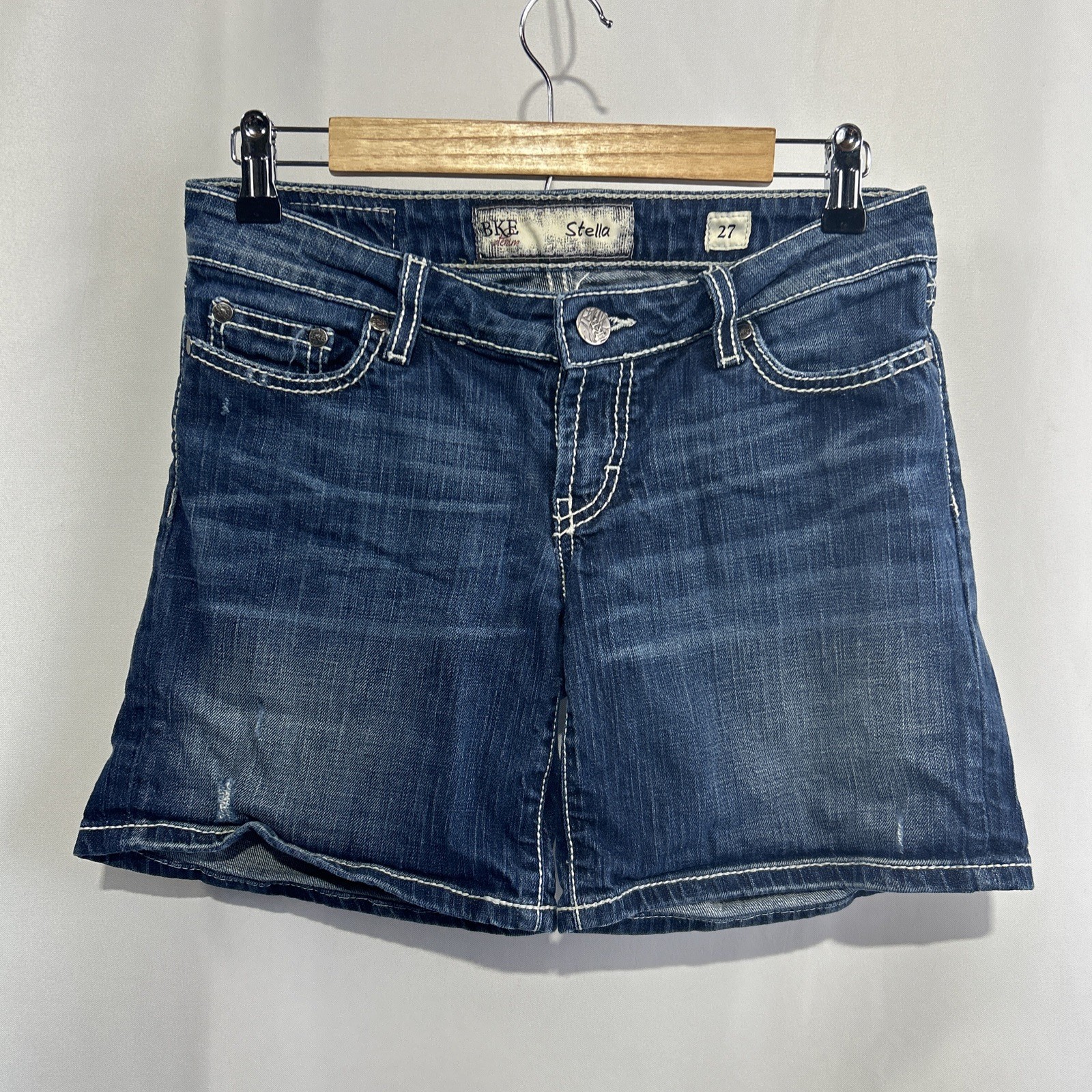 BKE Buckle Stella Denim Jean Shorts Womens 27 Distressed Low Rise Blue