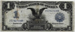 KEY DATE 1899 BLACK EAGLE U.S. MINT SILVER CERTIFICATE NOTE MULTIPLE PIN HOLES
