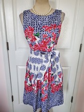 TALBOTS Mosaic Floral Sateen Cotton Fit & Flare Dress (Size 6)- NWOT