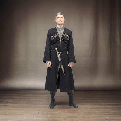 New Cossack Officer Reproduction Russian WW1 1914 Uniform Black Cossack Men Coat