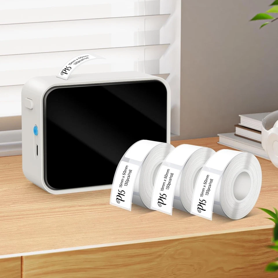 3 Rollen 15mmx50mm Weiß Selbstklebendes Thermoband Etiketten 130 Etiketten/Rolle - Bild 2 von 4