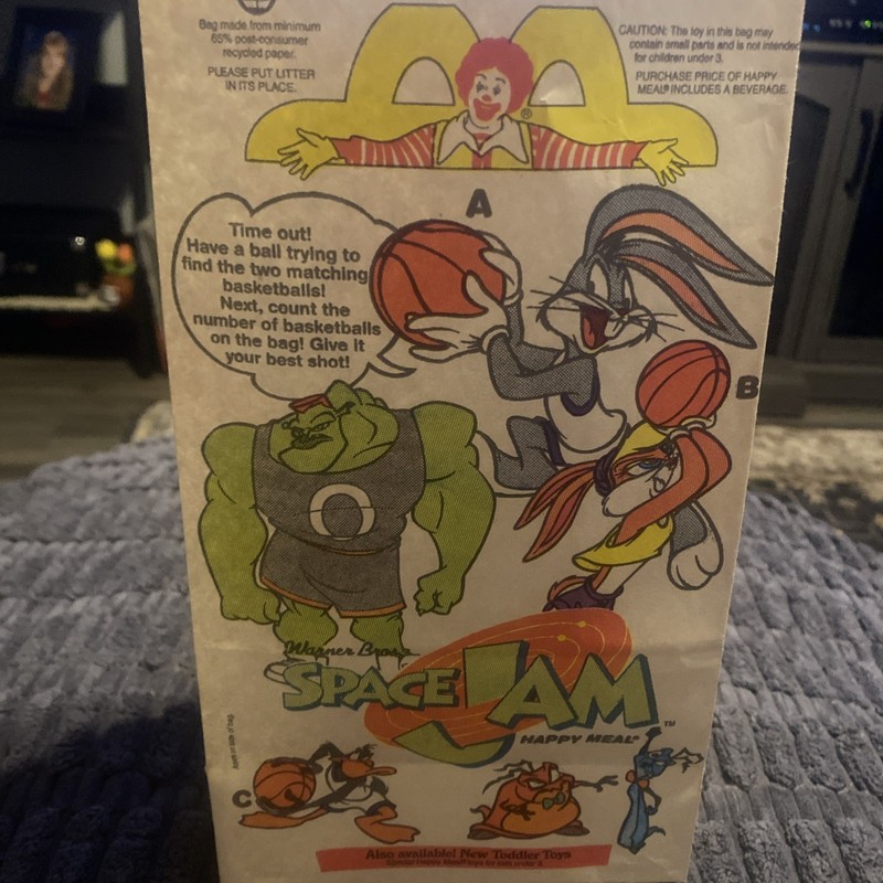 McDonald's 1996 Space Jam Time Out Happy Meal Bag