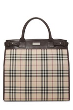 Burberry Brown Nylon House Check Convertible Tote Medium - WGACA