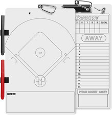 Baseball Coaches Clipboard, White Double-Sided Dry Erase Coach Clipboard, Softba
