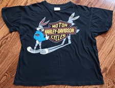 Vintage 90s Harley Davidson Motorcycles Looney Tunes Bugs Bunny T Shirt