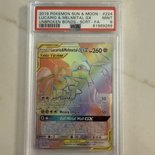 2019 Pokemon Lucario & Melmetal GX 224/214 Secret Rare Unbroken Bonds PSA 9 MINT