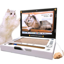 Cat Scratcher Laptop Cat Toy Kitten Cardboard Scratching Pad with Mouse  Ball