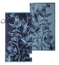 TED BAKER UNISEX BOTANICAL BIRDS/ROSES REVERSIBLE BATH TOWEL , NAVY Was £60