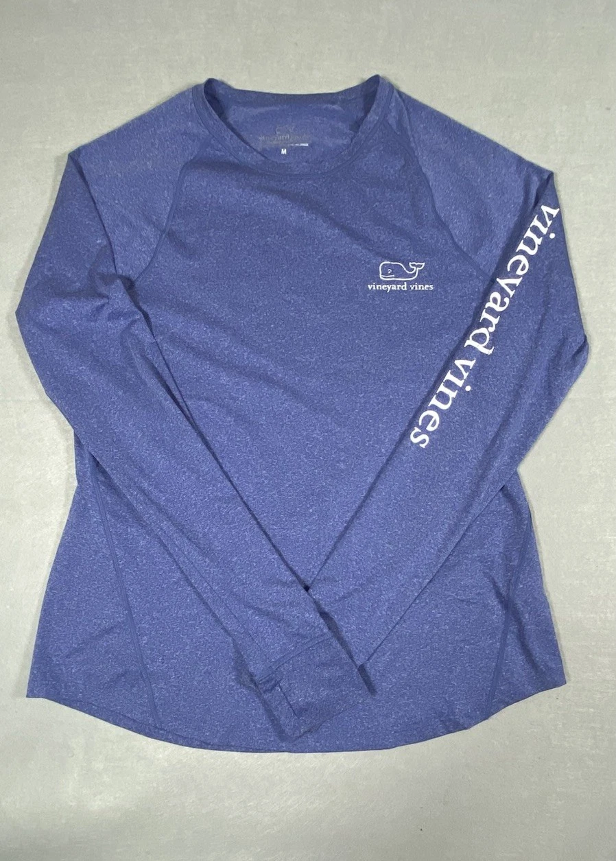 Vineyard Vines Long Sleeve Performance Shirt Mens Medium Heather Blue Stretch