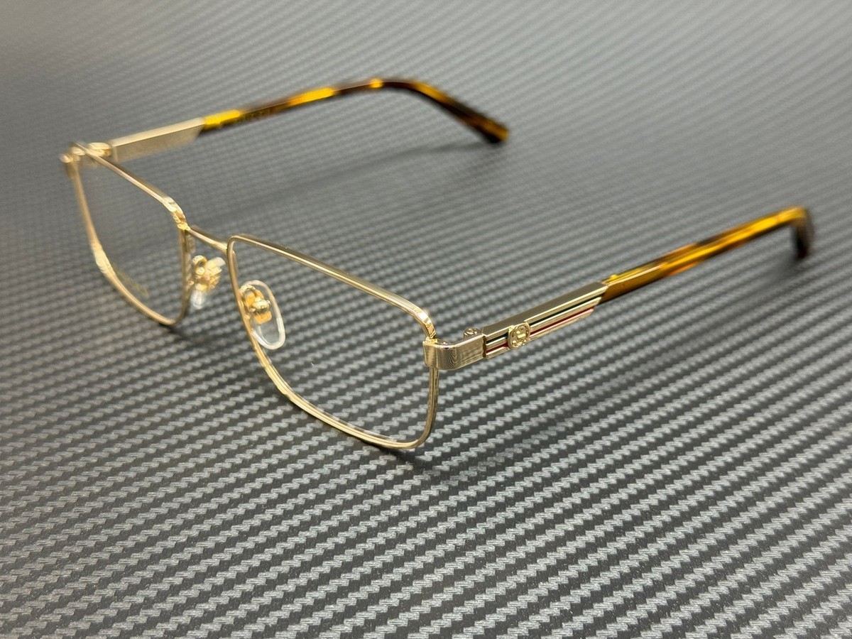 GUCCI GG1291O 002 Gold Havana Men's 55 mm Medium Eyeglasses | eBay