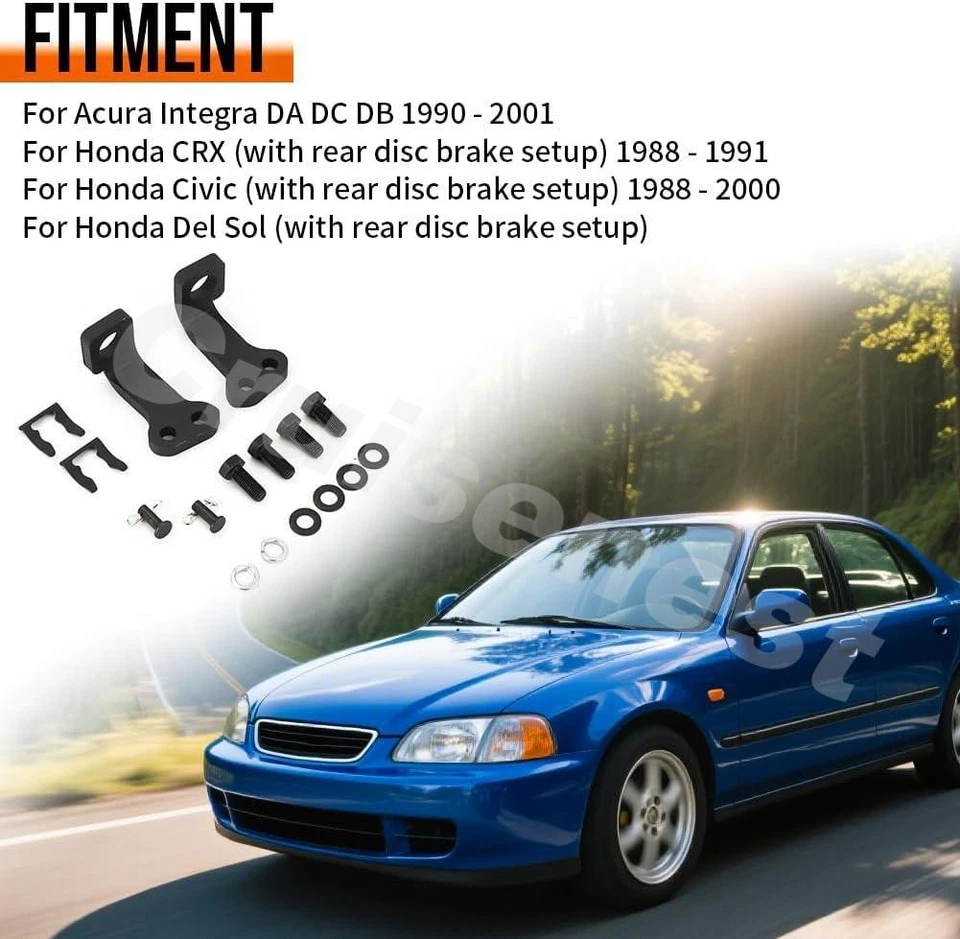 Kit de soportes y pernos de cable de freno de disco trasero E para Honda Civic CRX Del Sol Integra Foto 4 de 4