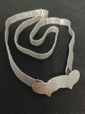 1950S silver tone mesh double hearts buckle size 37 in woman's belt