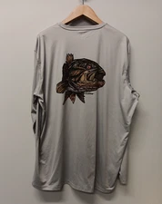 Simms Solar Tech Long Sleeve Sun Shirt 3XL UPF Fish artwork Angler Tee