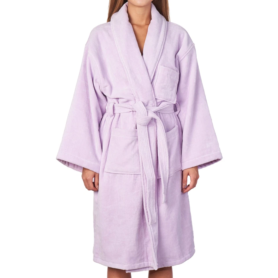 AlpineSwiss Blair Women Cotton Terry Cloth Bathrobe Shawl Collar Velour Spa Robe - Image 2 of 4