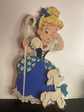 Vintage The Dolly Co. 1950s Child's Nursery 2 Piece Wall Hanging Little Bo Peep