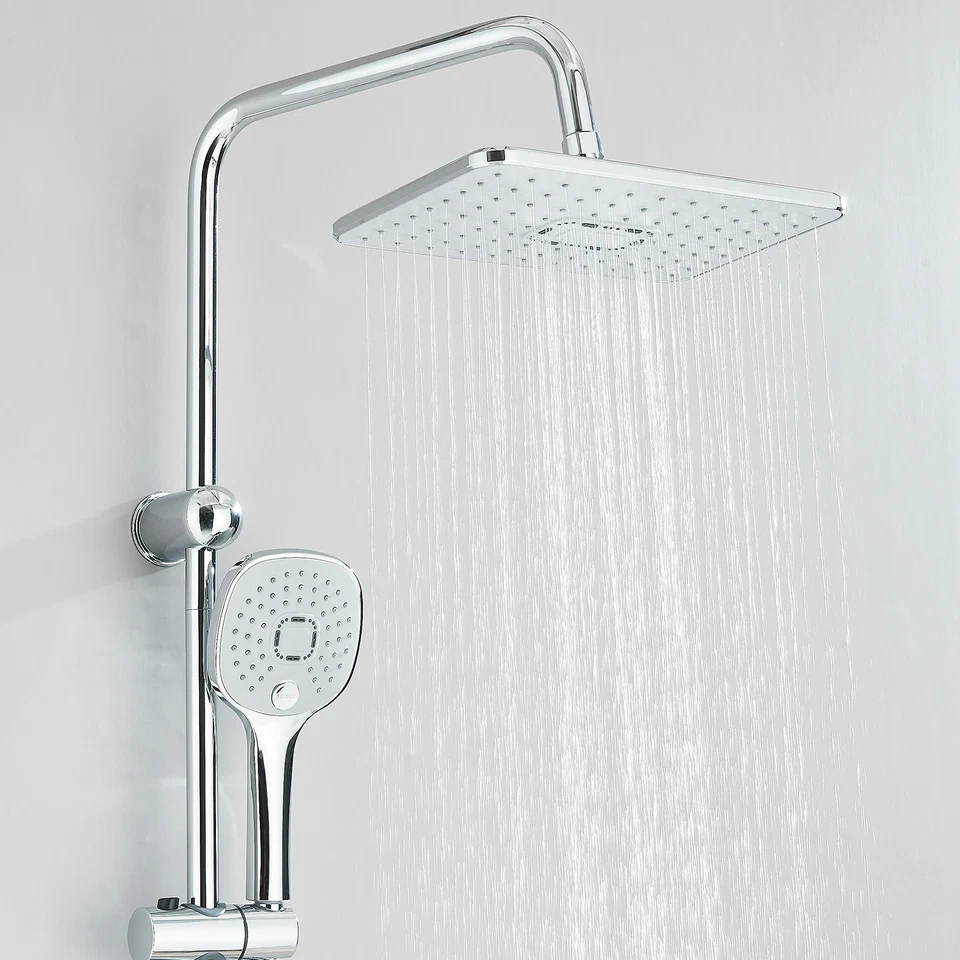 Chrom Duschset Duscharmatur Duschsystem Regendusche Handbrause Überkopfbrauseset - Bild 4 von 4