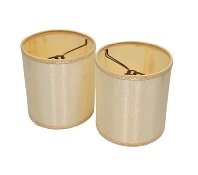 Set Of 2 Vintage Boudoir Drum Lampshades 4.75''H 4''D Gold Thread Trim | Read Desc