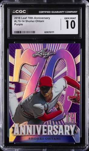 2018 LEAF 70TH ANNIVERSARY PURPLE #L70-14 SHOHEI OHTANI ROOKIE RC CGC 10