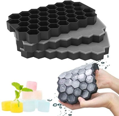 4x Eiswürfelform Silikon Eiswuerfelbehaelter 37 Gitter Ice Tray Cube Mit Deckel