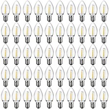 50 Pack C7 LED Night Light Bulbs, E12 Base, Warm White Light