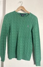 Vintage Ralph Lauren Sport Green Cable Knit Sweater Size Small