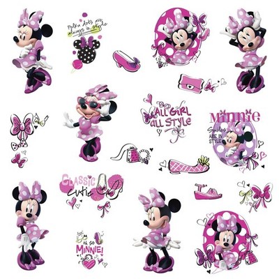 RMK2554SCS Minnie Fashionista Peel and Stick Wall Decal, Pink