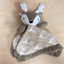 Levtex Baby Deer Lovey FLAW Security Blanket Reindeer Animal Buck Antlers Brown