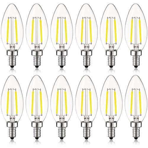 Luxrite 4W Vintage Candelabra LED Bulb Dimmable 5000K 400lm Blunt Tip E12 12Pack - Picture 1 of 7