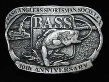 PK09117 VINTAGE 1997  BASS ANGLERS SPORTSMAN SOCIETY 30TH  FISHING BELT BUCKLE