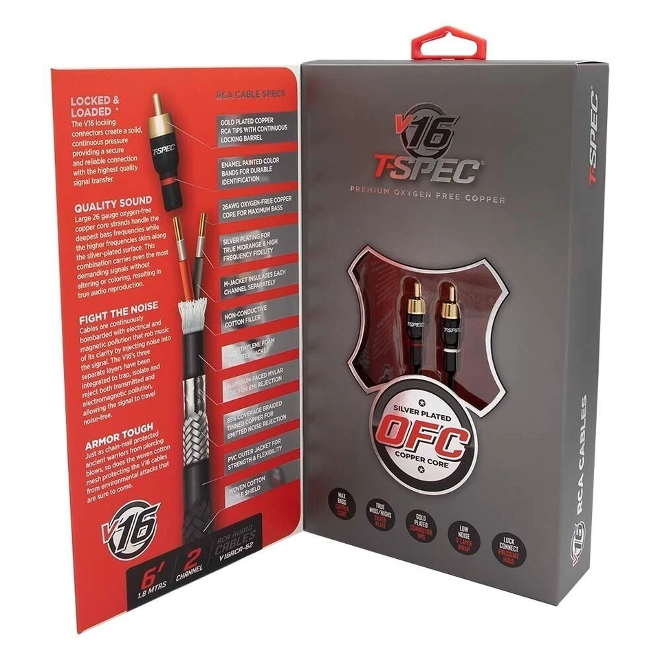 Metra Heise T-Spec V16RCA-62 6ft RCA Cable 16AWG Shielded Audio Interconnect - Image 3 of 4