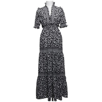 Max Studio, Maxikleid, Größe: S, Schwarz/Weiß, Elasthan/Polyester, Blumen #i5N