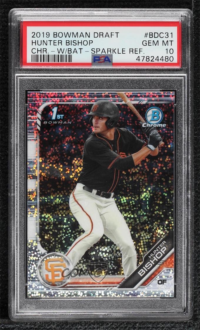 2019 Bowman Draft Chrome Sparkles Refractor Hunter Bishop PSA 10 GEM MT v9t