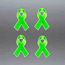 4 x lime green ribbon for lymphoma awareness vinyl stickers 28.8 x 45.5 mm
