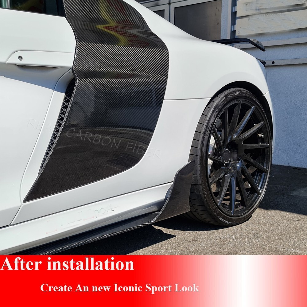 Fits Audi R8 V8 V10 Coupe 2008-2015 Side Door Fenders Blade Trims REAL CARBON