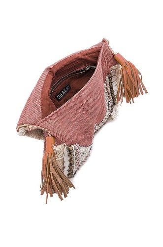 Shashi Revolve NWT Leela Boho Fringe Crossbody Beaded Clutch Bag - Picture 5 of 7