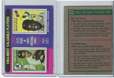 1975 Topps Baseball, #192 1954 MVPs (Yogi Berra, Willie Mays)