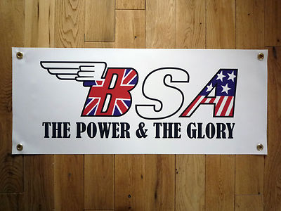 BSA The Power & The Glory Rakete wetterfest Outdoor Garage Nutzung Kunstbanner 