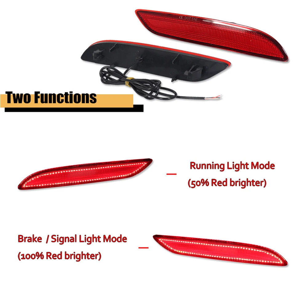 Par de luces de freno traseras LED rojas para parachoques Chrysler Pacifica & Voyager 2017-2023 Foto 2 de 4