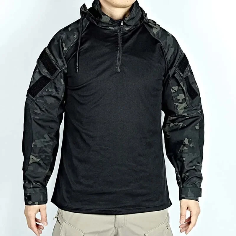 Outdoor Uniform Tactical Suits Wear Resistant T-Shirt Hood Pants Clothes Combat - Image 4 of 4