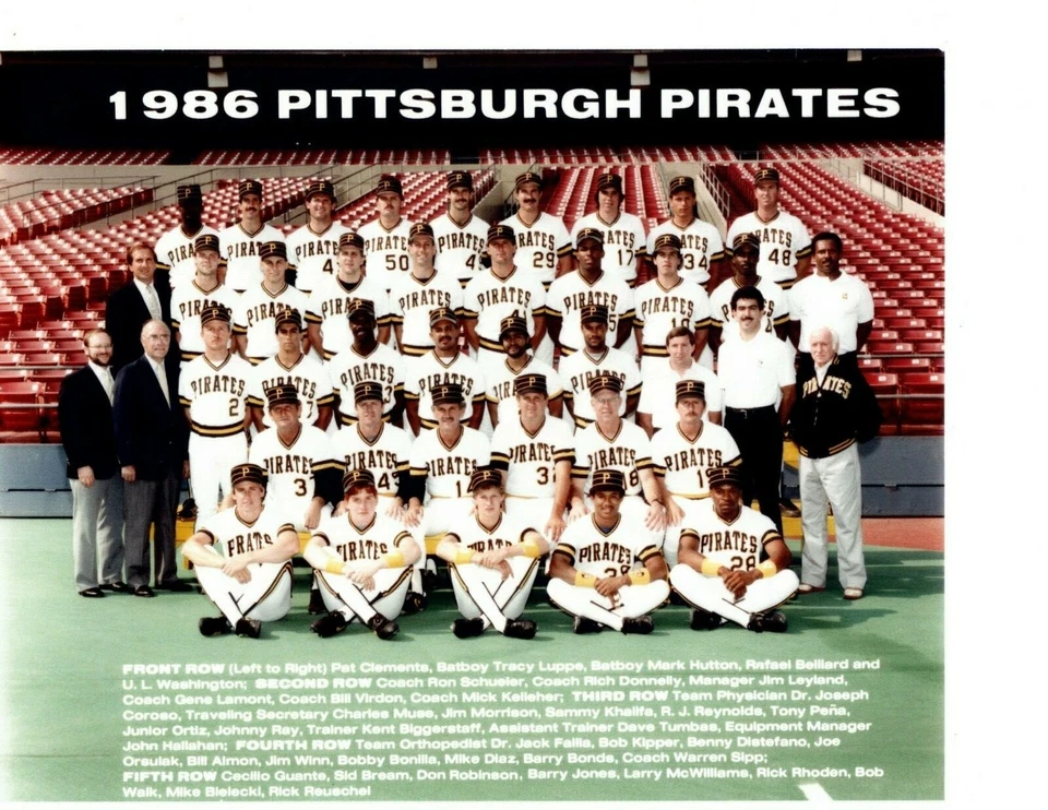 1986 PITTSBURGH PIRATES 8X10 TEAM PHOTO BONDS BONILLA WINN LEYLAND PENA ORTIZ
