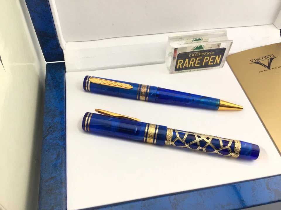 Visconti Empire VERMEIL Overlay LE Fountain Pen & Ballpoint Set NEW Year 2000 - Image 3 of 4