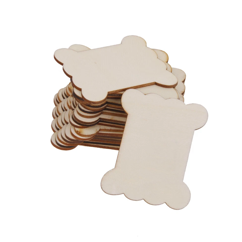 20Pcs Wooden Blank Thread Ribbon Twine Reel Organizer Flat - Image 4 of 4