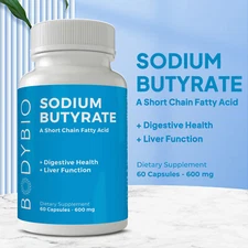 BodyBio Sodium Butyrate - Constipation Relief, Colon Cleanse & Natural Detox