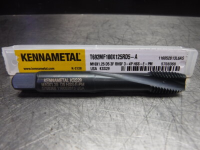 Kennametal M10x1.25 D5 Spiral Flute Plug Tap 3 Flute T692MF100X125RD5-A (LOC3635