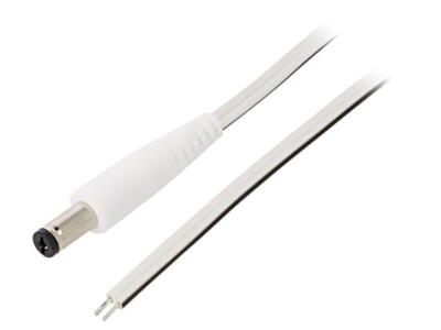 P55-TT-T050-050WH Cable wires,DC 5,5/1,7 plug straight 0.5mm2 white 0.5m WEST PO